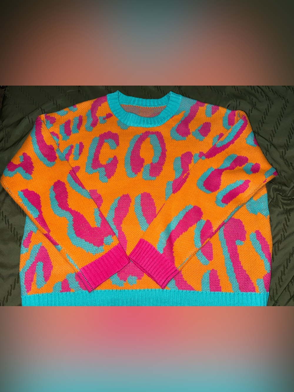 Orange Leopard Print Sweater